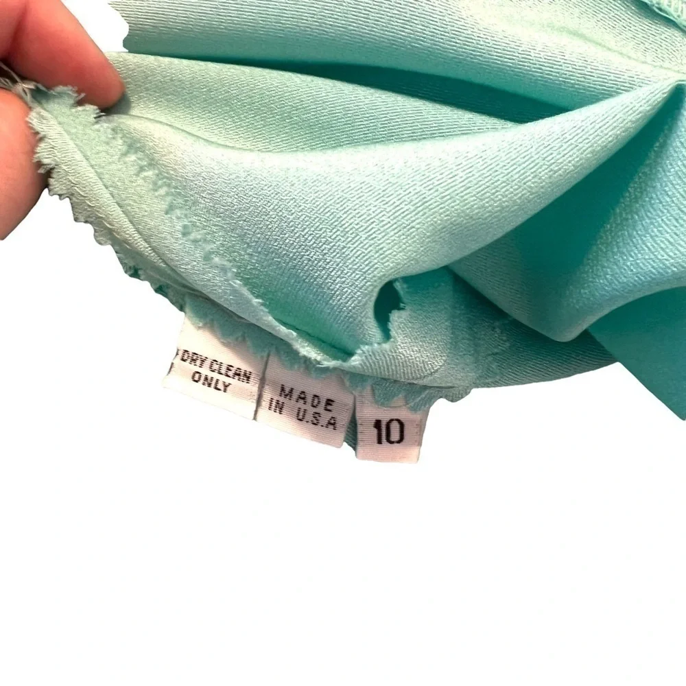 Vintage Don Elliot Womens Size 10 Skirt Set Teal Bow Detail Long Sleeve Crewneck